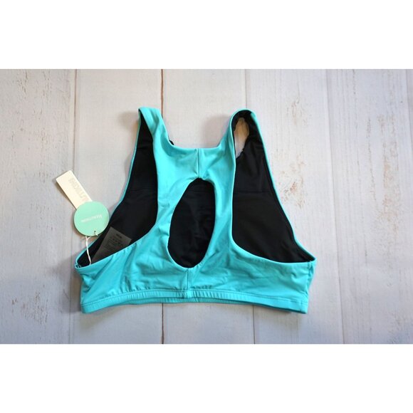 Beautikini Womens Swimwear Top Turquoise & Black - Size S, NWT - Picture 5 of 7